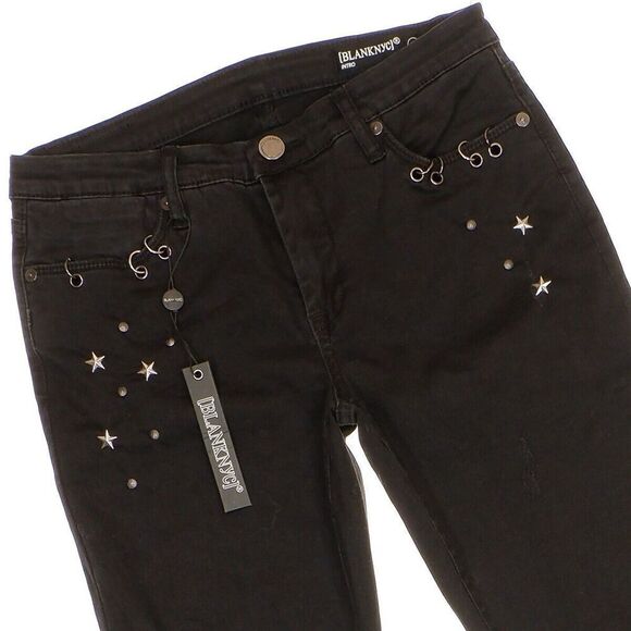 BLANKNYC Skinny Ankle Pants 28 Black Intro Distressed Womens Measure 27x25.5 - Picture 2 of 13
